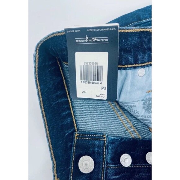 Levi’s 501 Women’s Shorts A High Rise Easy Through The Hip Blue Denim Sz 24 - Picture 5 of 11